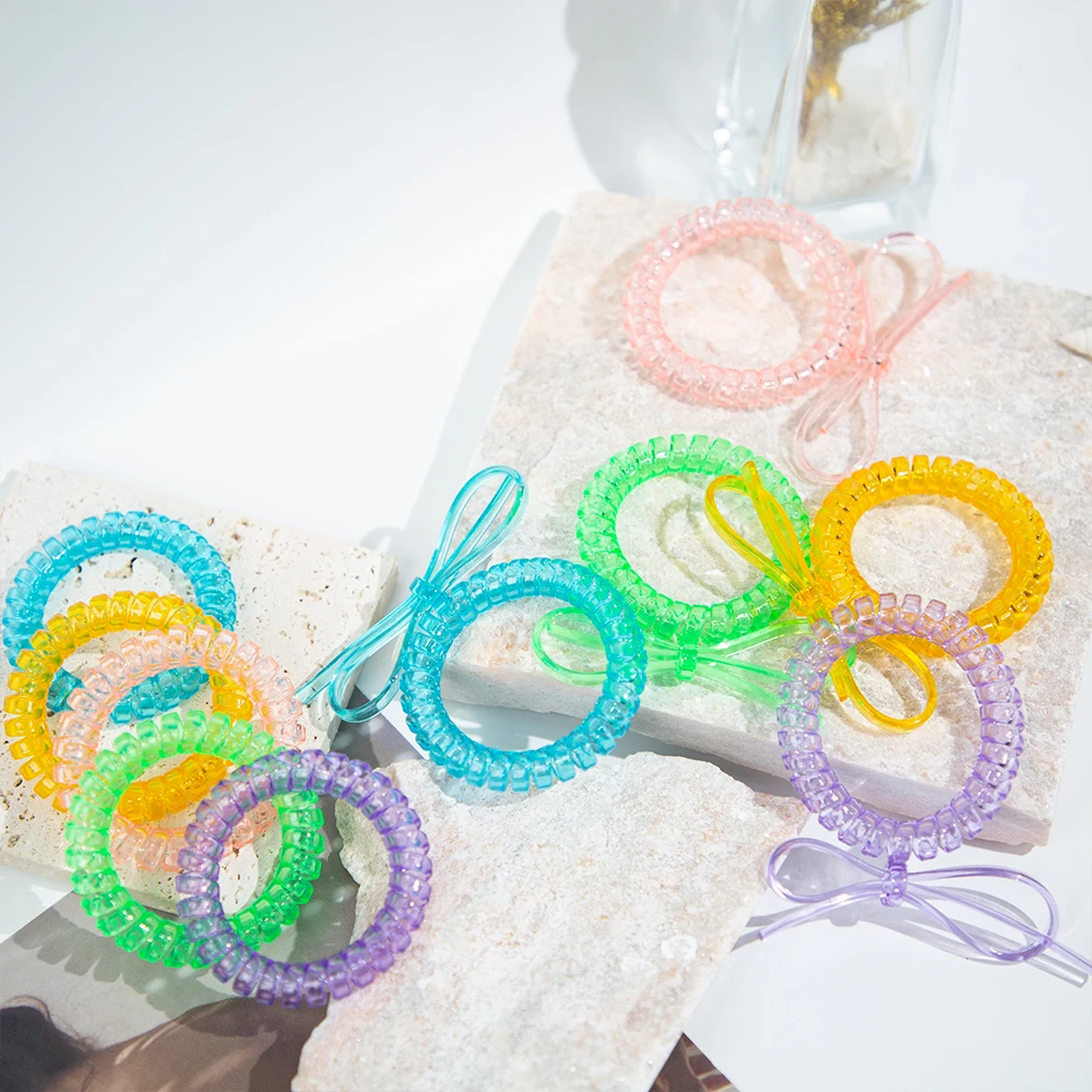 Wholesale Customized Good Quality Fashion Hair Rubber Band Elastic Phone Line Wire Hair Tie