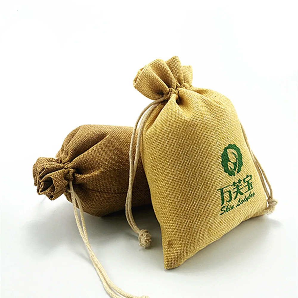 2020 high quality nature jute darwsring bag candy drawstring bag small christmas gift bag