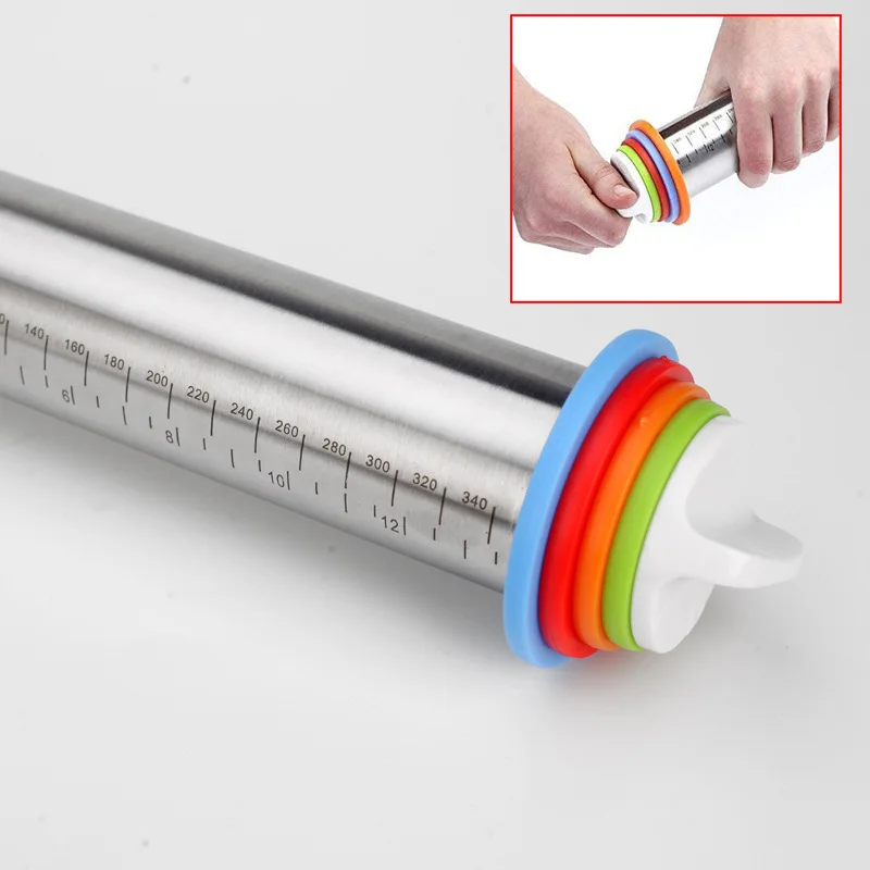 Kitchen Tool High Quality Stainless Steel Thickness Adjustable Rolling Pin