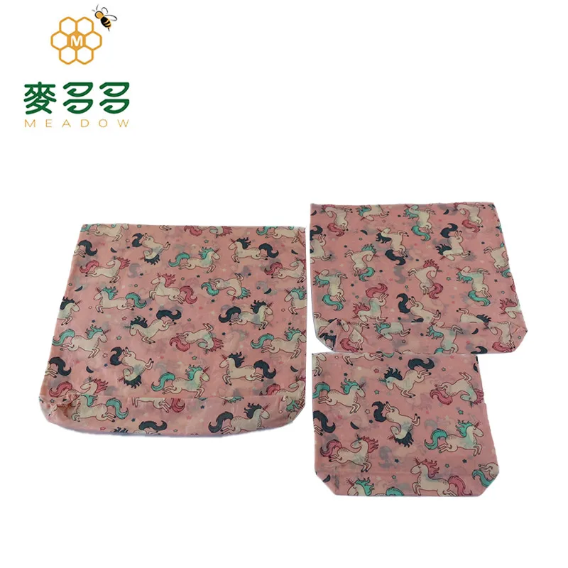 Beautiful useful environmentally friendly food cotton food packaging beeswax wrap sandwich bags