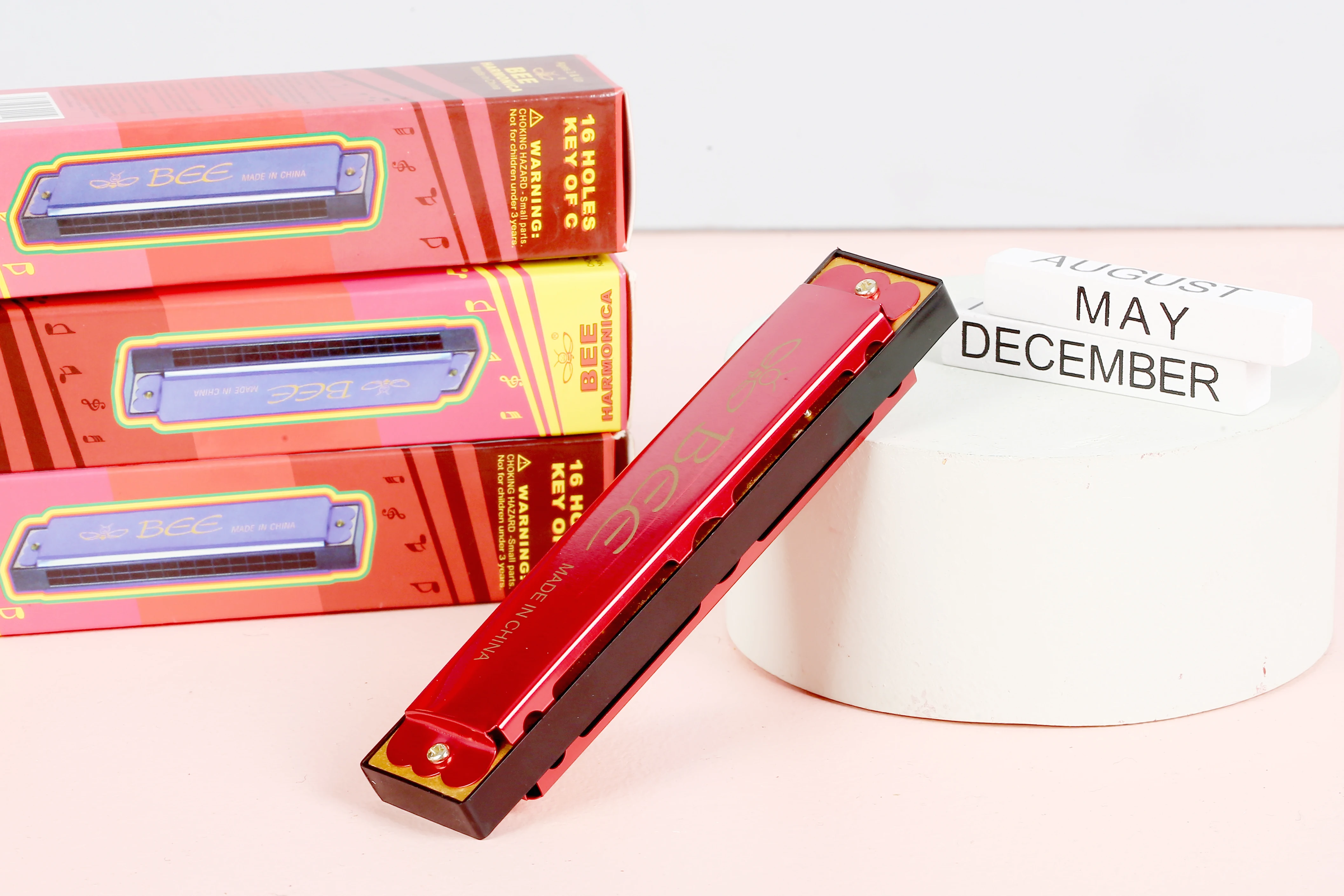 BEE brand 16 holes colorful aluminum reedplate aluminum cover toy harmonica oem service harmonica present gift
