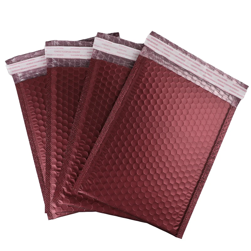 Eco-friendly Padded Envelopes Metallic Polymailer Shipping Packaging Mailer Bubble Red Wine Custom Bubble Mailer For Shipping