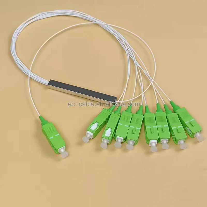 Optical Fiber SC APC UPC Connector Steel Tube Type OEM Logo PLC Splitter 1x2 1x4 1x8 1x16 1X32 1X64 1 Core Fiber Optic Cable EC