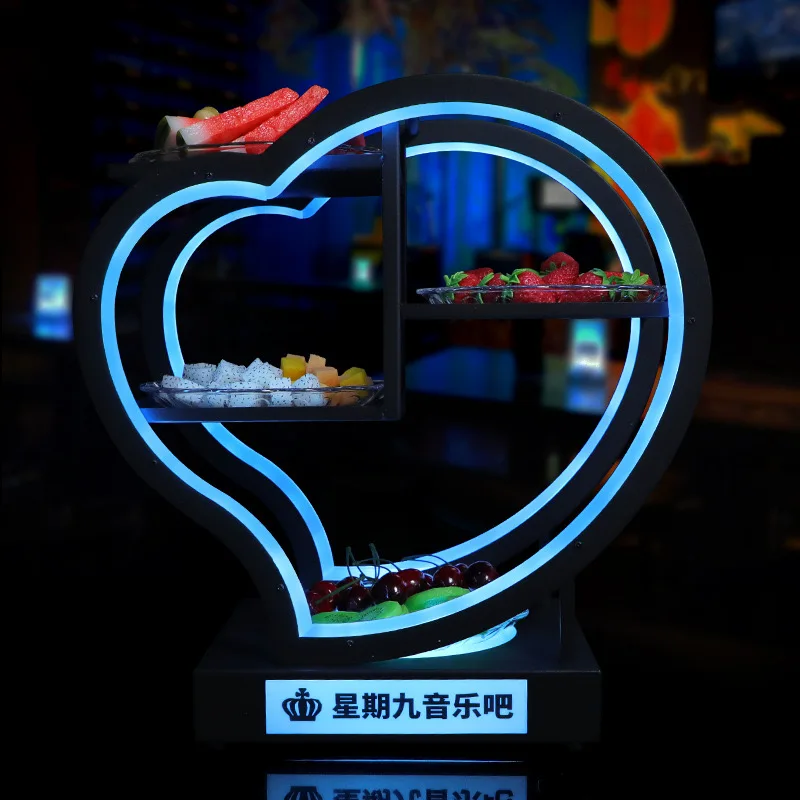 Custom rechargeable heart-shaped LED fruit service tray bar glow-in-the-dark fruit holder fruit service display station