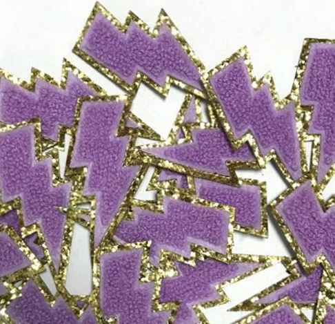 Glitter Chenille Lighting Bolt Patches Self-adhesive Patches