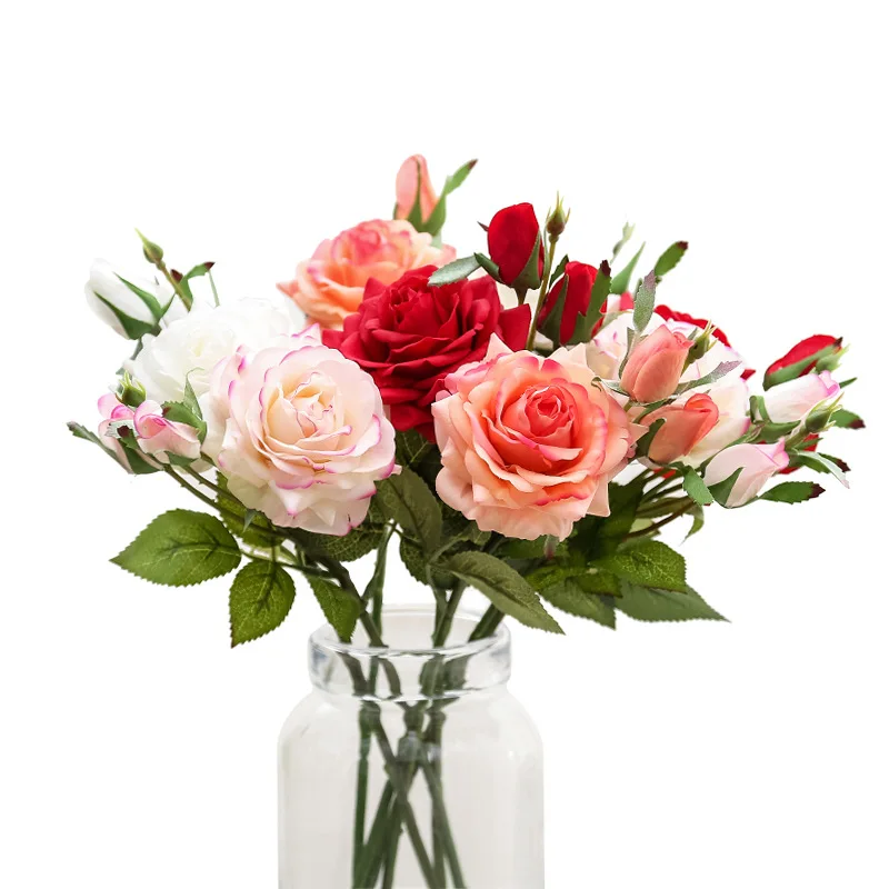 High Quality Artificial Real Touch Rose Bouquet flowers artificial home  Latex Wedding Bridal Bouquet flowers artificial