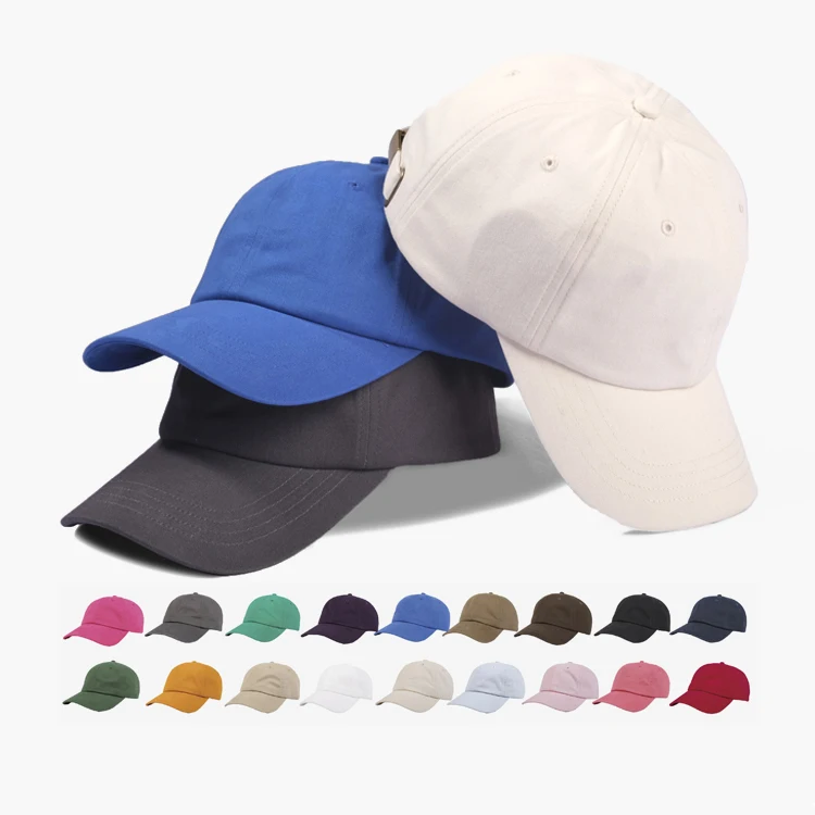 High Quality 18 Colors Brushed Cotton Dad Hat Custom Logo 6 Panels Unisex Washed Baseball Caps