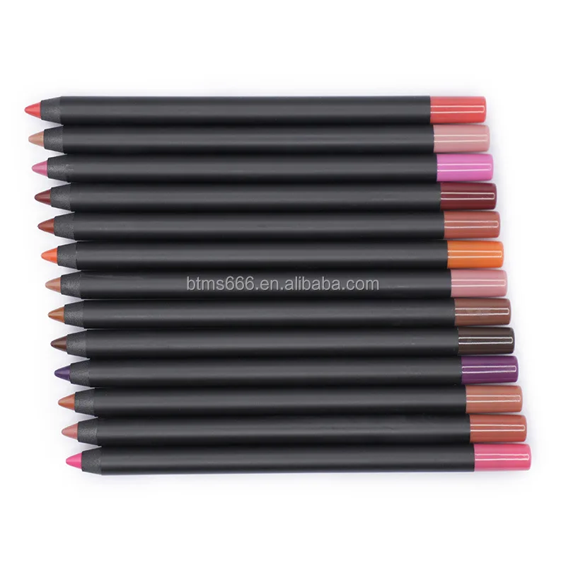 OEM LOW MOQ 13 Color Private Label Makeup Cosmetics No Logo Waterproof Big Matte Velvet Lip Liner Pencil