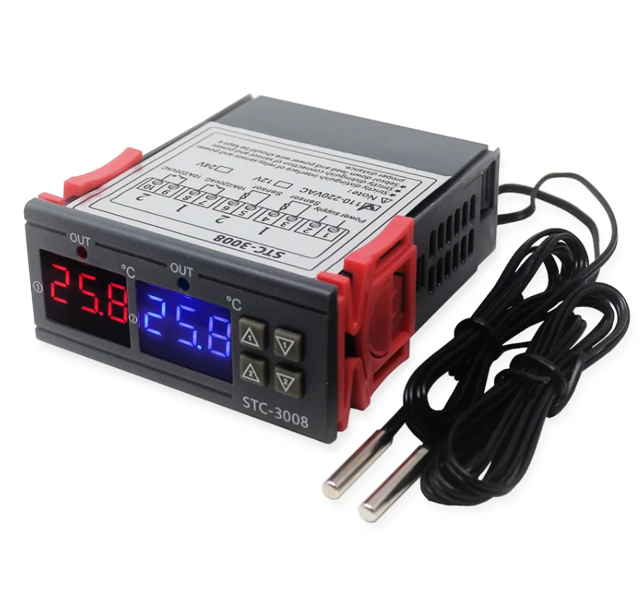 Dual Digital Thermostat Temperature Humidity Control STC-3008 Thermometer Hygrometer Controller AC 110V 220V 12V 24V 10A