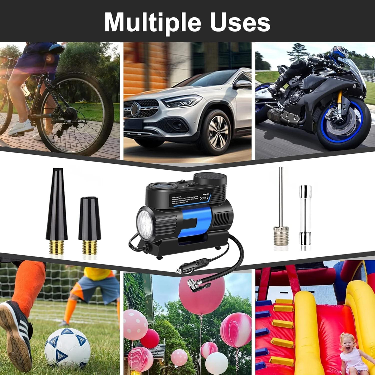 Auto-Shut Off 150PSI 12V DC Portable Air Compressor Tire Inflator with Digital Pressure Gauge for Car Tires Motorcycle Bike