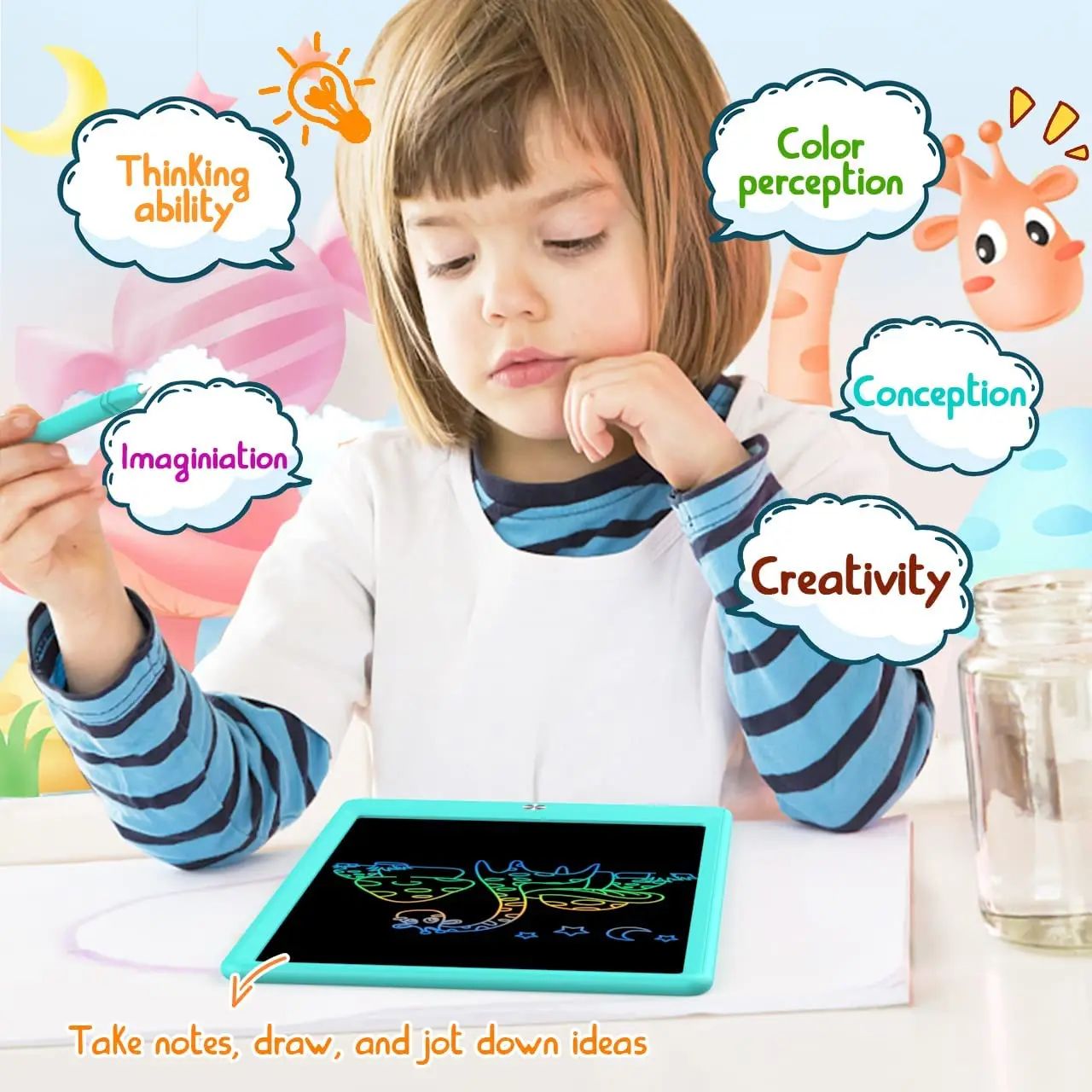 Writing Tablet for Kids & Adults - 8.5 Inch Digital Drawing & Doodle Board Graphic Tablet, Portable Learning Educational Toys