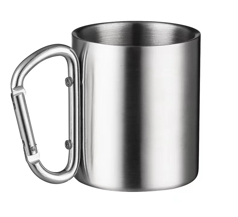 330ml stainless steel mountaineering buckle mug tumbler with climbing buckle handle outdoor travel camping portable drinking cu