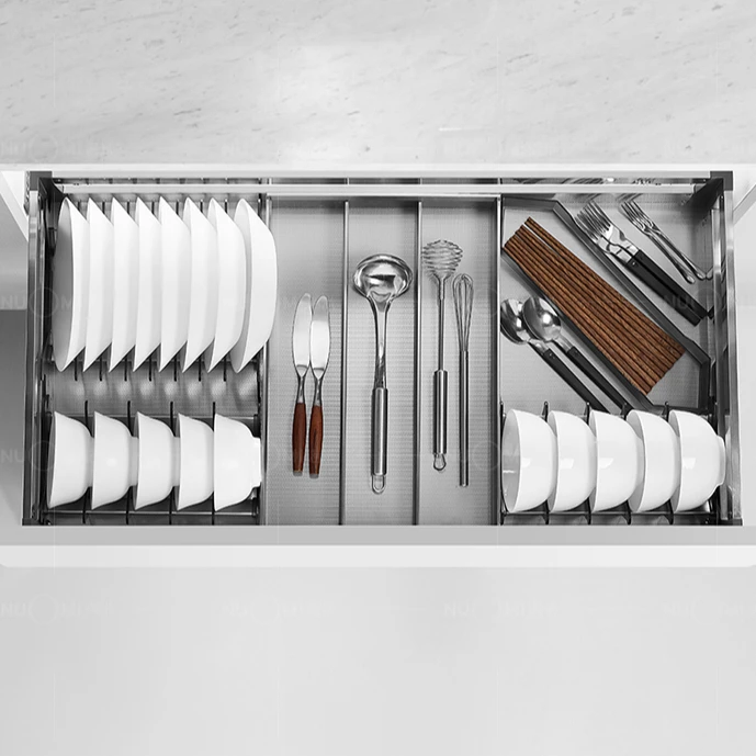 Nuomi Lands Stainless Steel Dish Rack Pull Out Basket Storage Holders for Kitchen