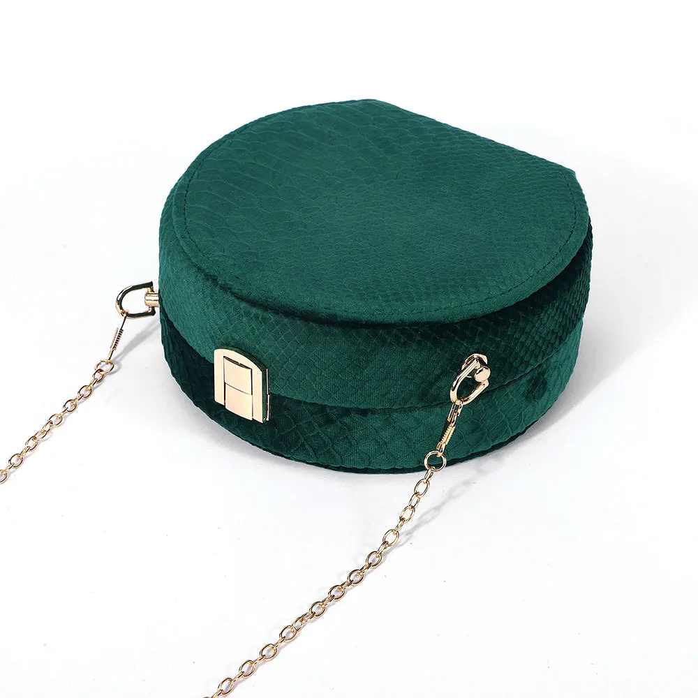 New design vintage crossbody sling bags women round purse ladies clutch bags velvet evening bag