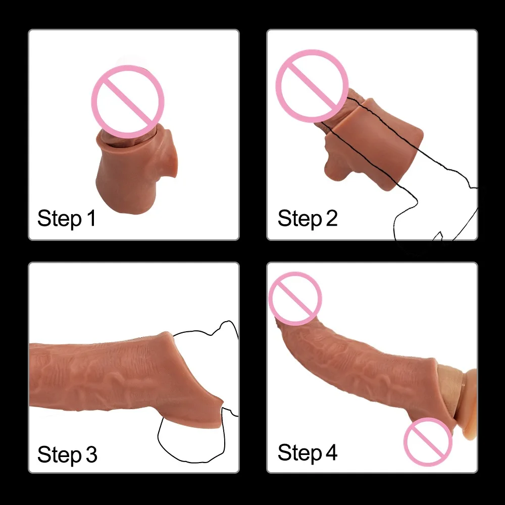 Hot selling Realistic Penis Extension Cock Sleeve Reusable Tpe Penis Enlarger Delay Condoms For Men Dildo Enhancer Sex Toys