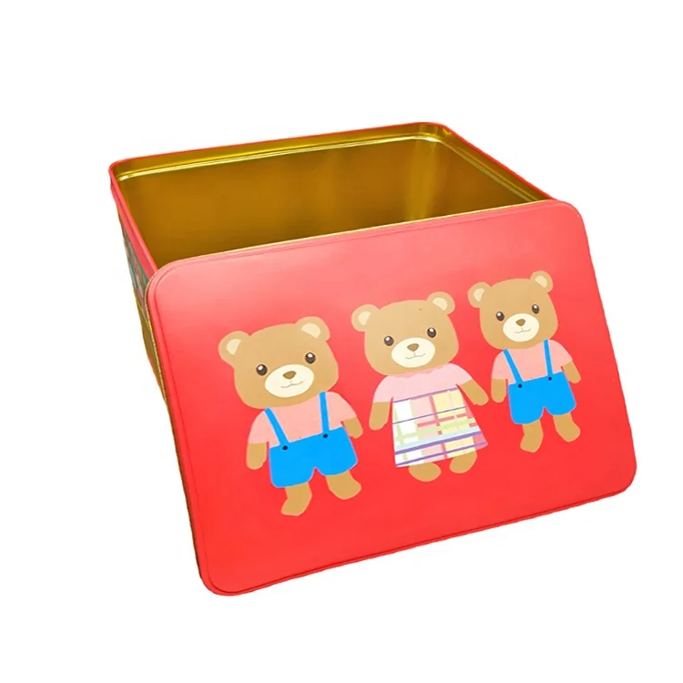 Custom high metal case big tinplate container tall large rectangular tin box for cookie cake biscuit pastry candy gift