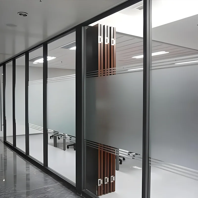 Aluminium Sliding Door Office Partition with Temporary Frosted Glass for Workshops Gyms Exteriors Supermarkets