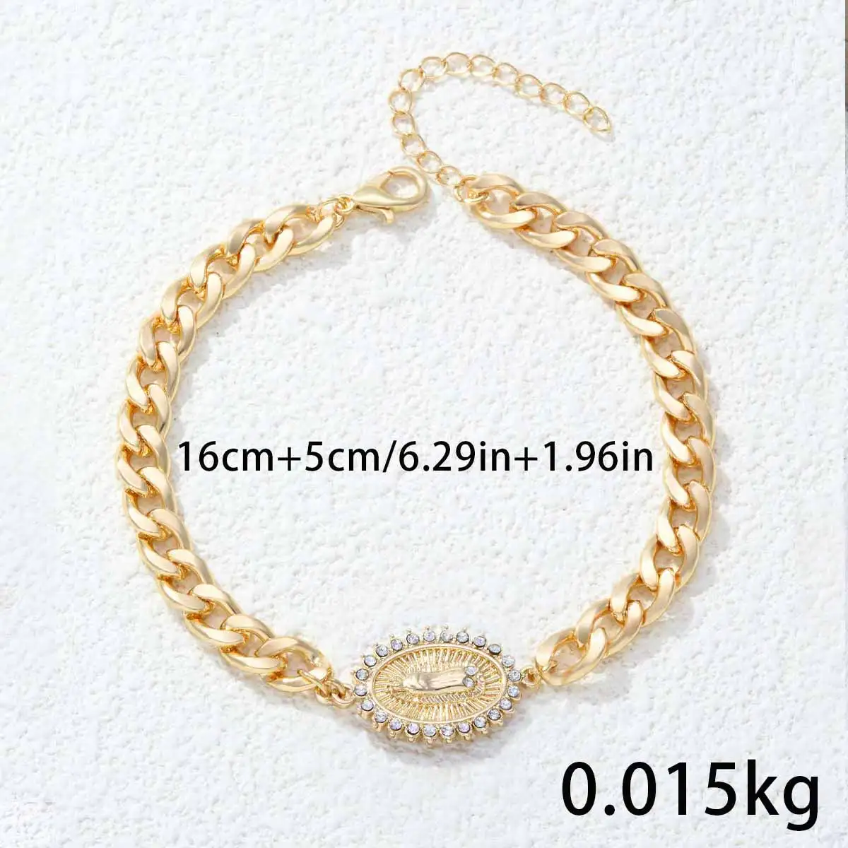 New Women virgen de guadalupe Cuban Chain Virgin Mary Charm Jewelry Gold Plated Religious Bracelets