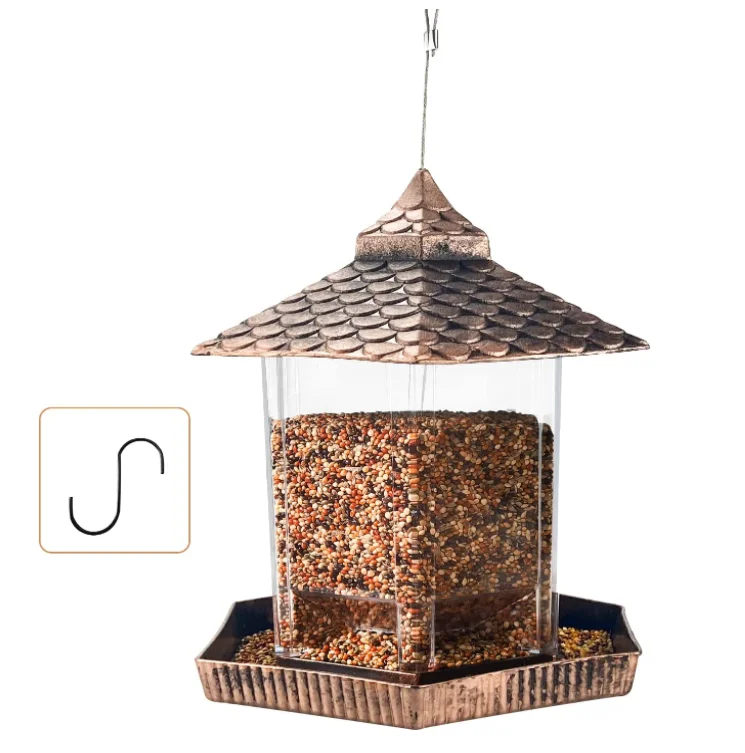 Bird feeders for outdoor hanging Hexagon hummingbird feeders Advanced rigid plastic rain proof bird feeders gazebo hanging
