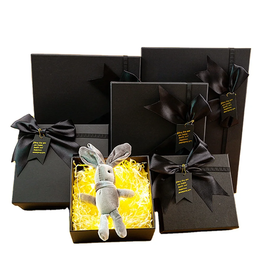 Лучший производитель, рождественские подарочные наборы, Рождественская Подарочная коробка, черная Рождественская картонная коробка, необычная упаковочная коробка с бантом для дня рождения подруге