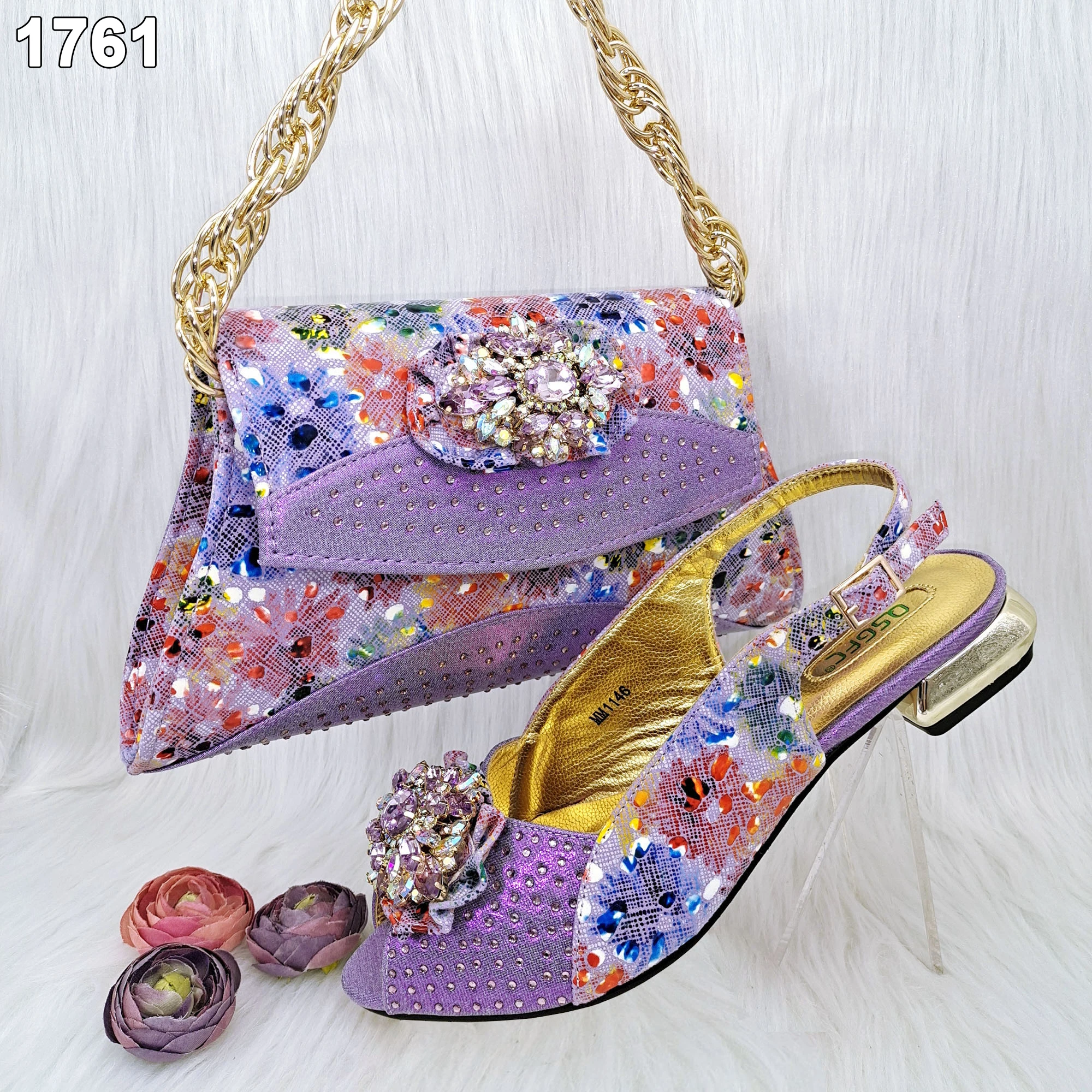 High quality wholesale Blue italian shoes and bags to match women