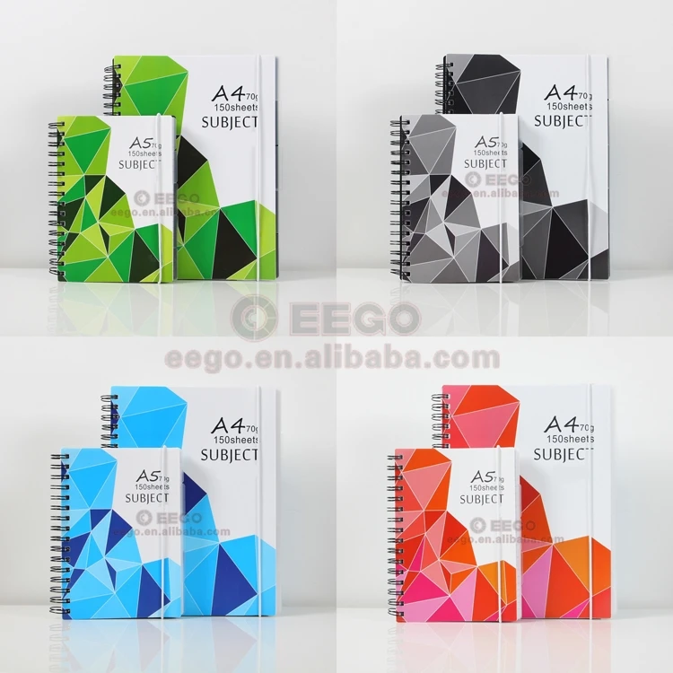 High Quality Note Book College Ruled 150 School Sheets 300 pages A4 A5 Subject Spiral Notebook With Elastic Band
