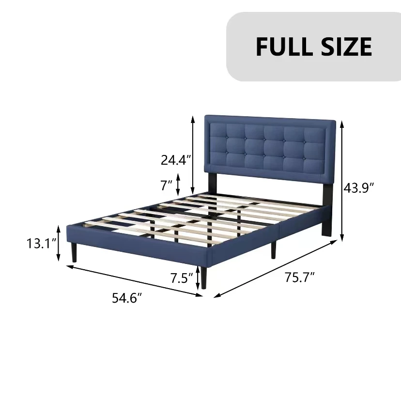 Modern design bedroom sets furniture queen size bed frame storage bed base strong frame and wooden slats support