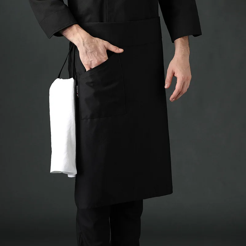 Wholesale Price Clear  Restaurant Kitchen Chef Poly Apron White OEM Customized Logo new style fashion long waist apron