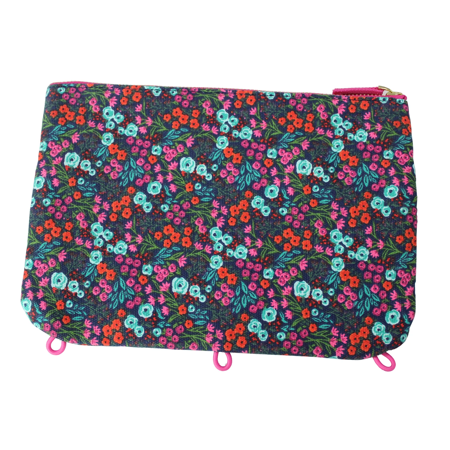 Customized  Printing  Large Storage Pencil Bag 3 Ring  Canvas Pencil Pouch with Two Zipper