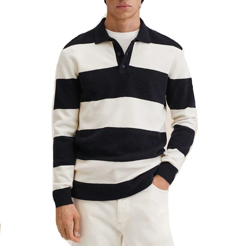 Custom Rugby Jersey Customized Logo Striped Design Long Sleeve Polyester Polo Tee Shirts For Mens