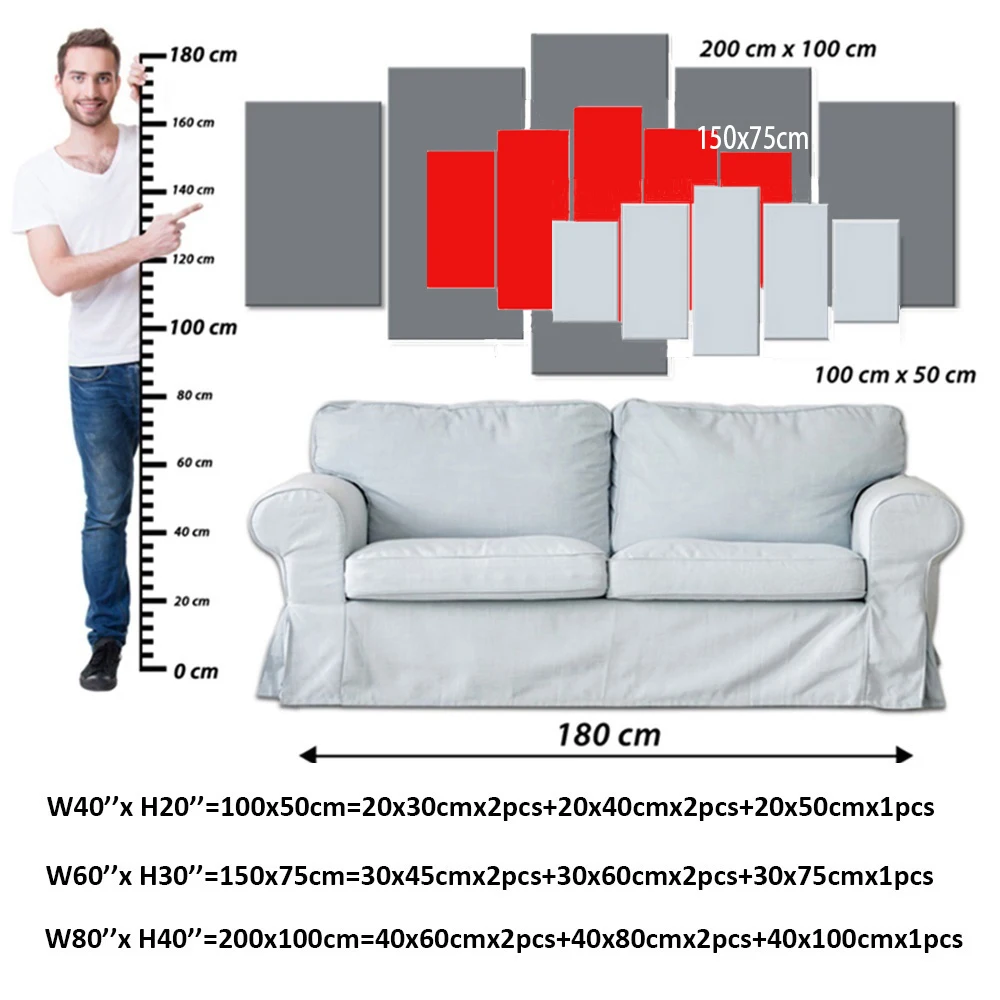 5 Panels Red Loving Heart Tree Wall Art Posters For Modern Home Decor HD Canvas Painting Living Room Modular Pictures