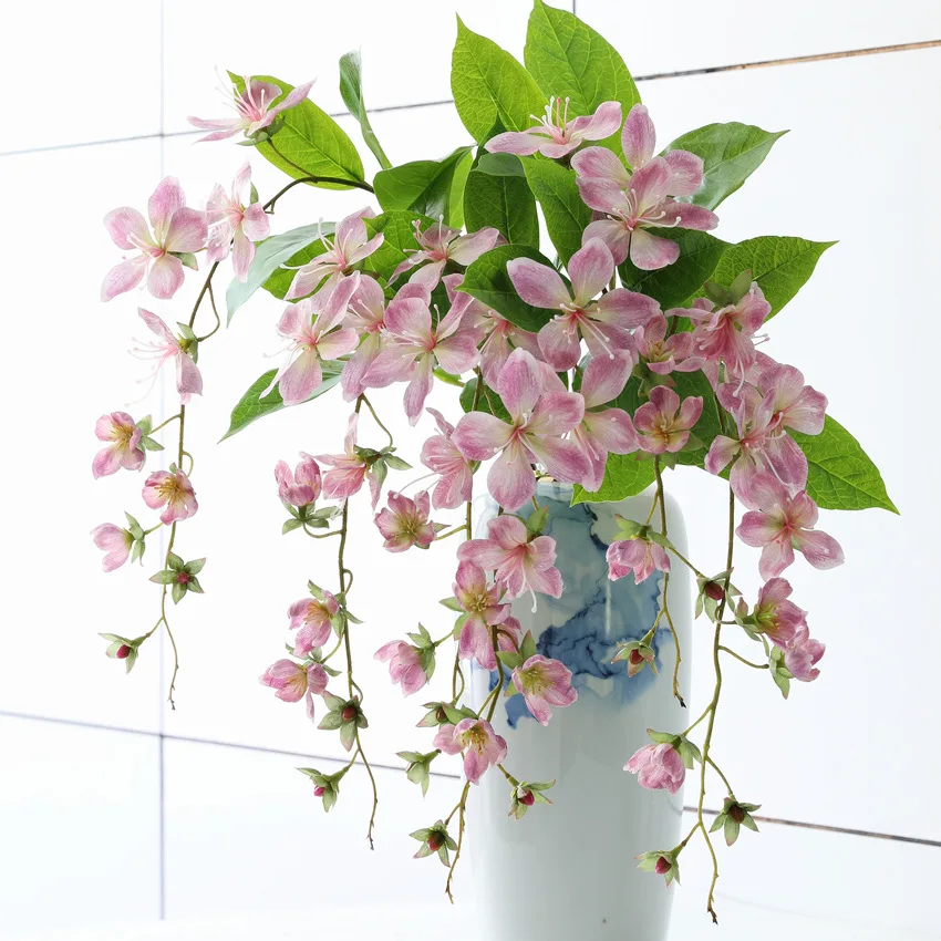 High Quality 3D Print Artificial Silk Jasmine Malus Spectabilis Hanging Flower for Wedding Home Hotel Table Decoration