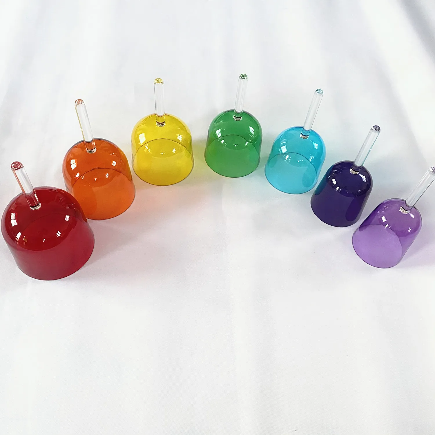 HF оптовая продажа чакр настраиваемая Хрустальная Поющая чаша набор звукоисцеляющая прозрачная цветная ручная с