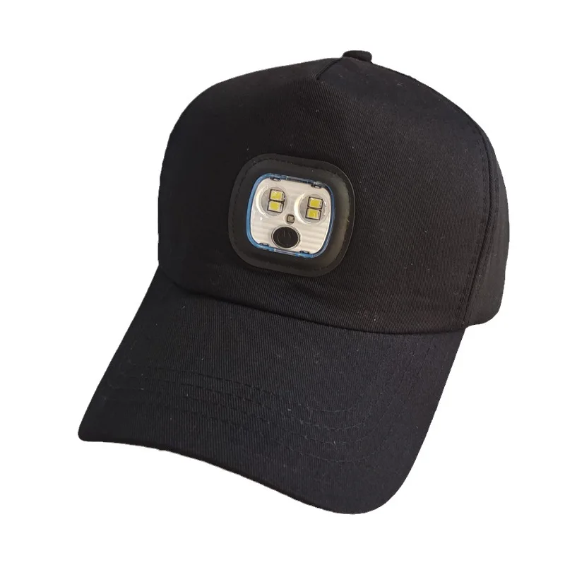 LED Baseball Cap With Removable Bright Light Classic Adjustable Hat Built In Hands Free Headlamp Black Hat