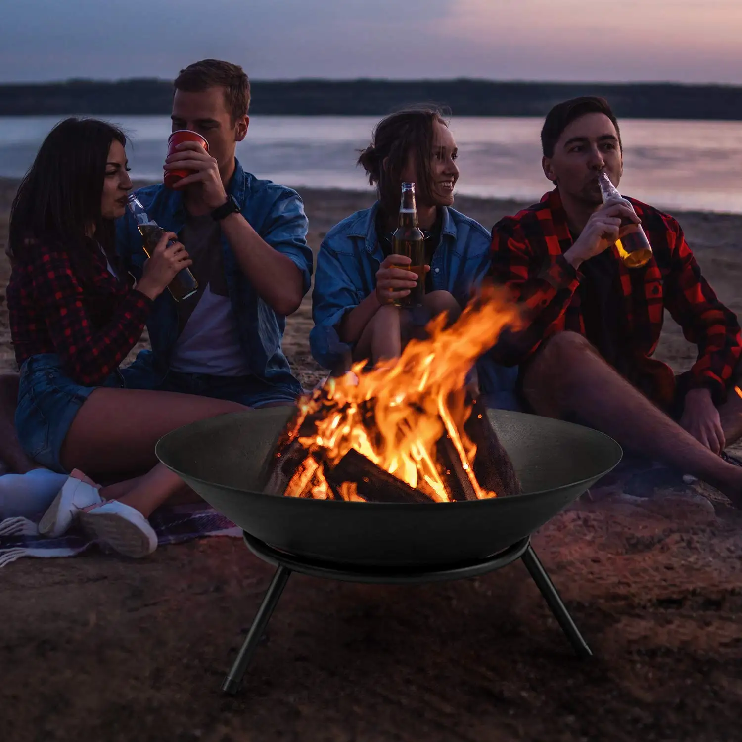  2021 KETO Fire Pit Outdoor Wood Burning 22.6in Чугунная пожарная чаша Пожарная яма Нагреватель Бревенчатая угольная