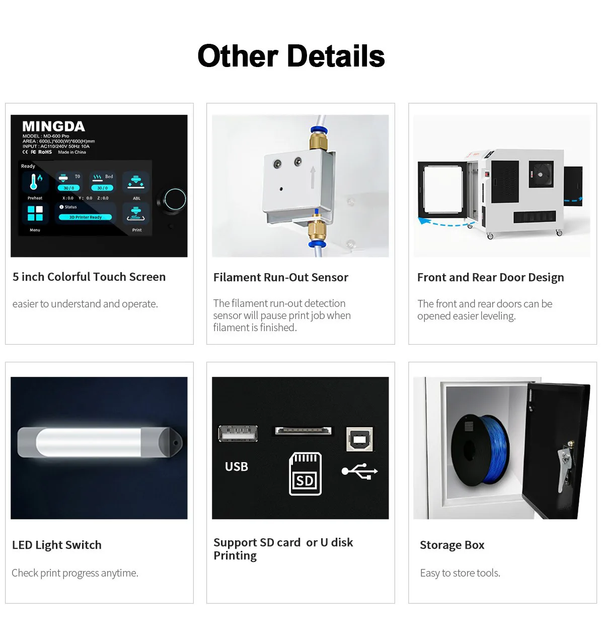 Mingda free shipping 350 degrees FDM 1.75mm filament 1000x1000 large big industrial 3d printer for sale