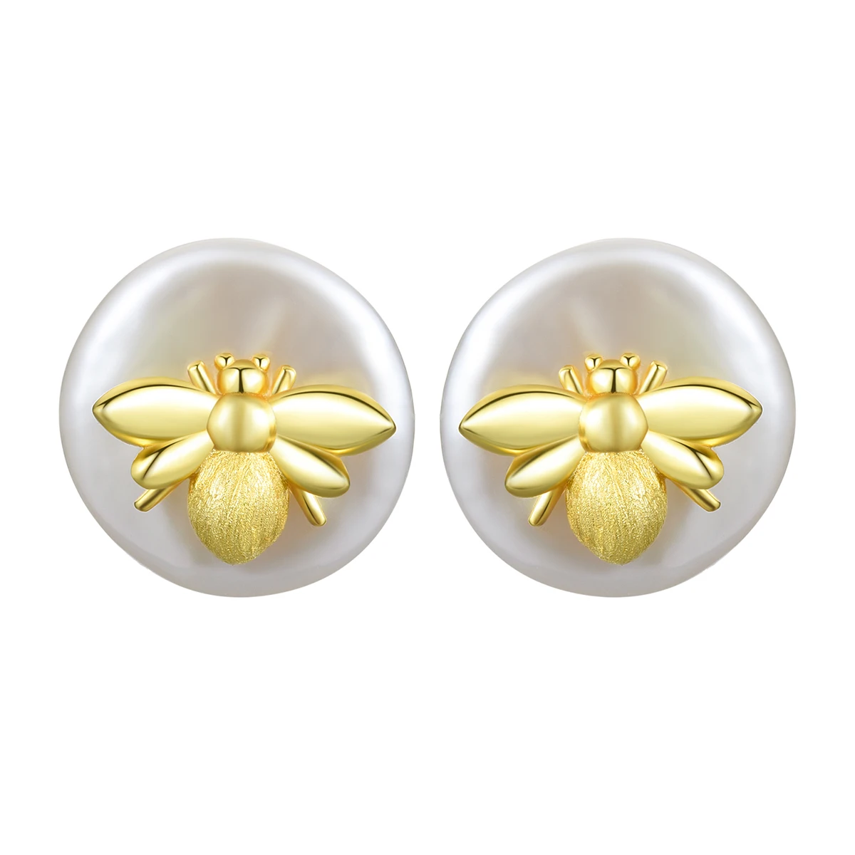 2024 fashion diamond fine jewelry Fresh water pearl stud earrings set bee 925 sterling silver with 18k gold plated for women