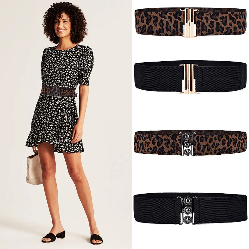 Designer Decoration Dress Straps Belts Womens Fashion Elastic Leopard Wide Belt