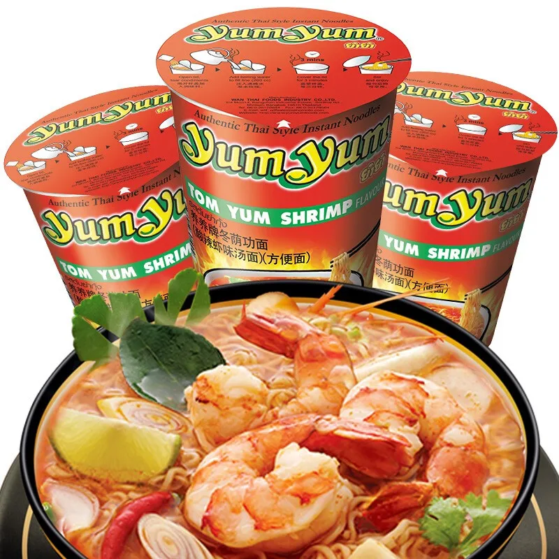 Thailand imported Yangyang brand (yumyum) Tom Yum Gong sour and spicy shrimp flavor soup noodles  70g*2 cups