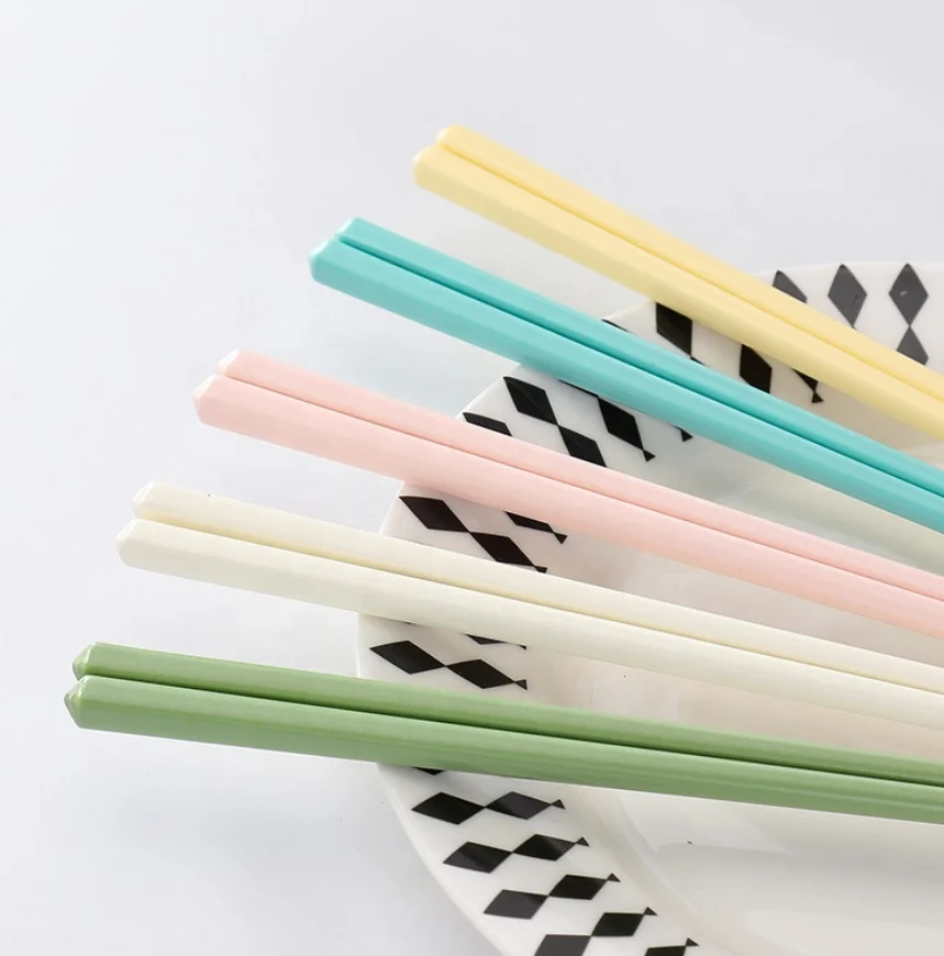 custom printed chopsticks cream yellow white pink tiffany blue green ceramic reusable chopsticks set