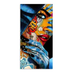 Graffiti Cool Girl with Colourful Tattoo Poster Prints Portrait Art Canvas Painting Wall Art Pictures for Living Room Home Decor