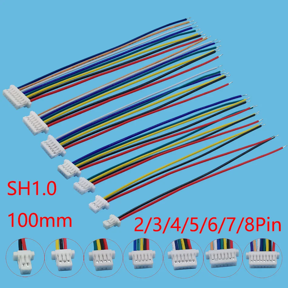 SH 1.0 JST SH1.0 2/3/4/5/6/7/8 Pin Female Plug Wire Terminal Cable Connector Single Head Electronic Line 28AWG 10cm