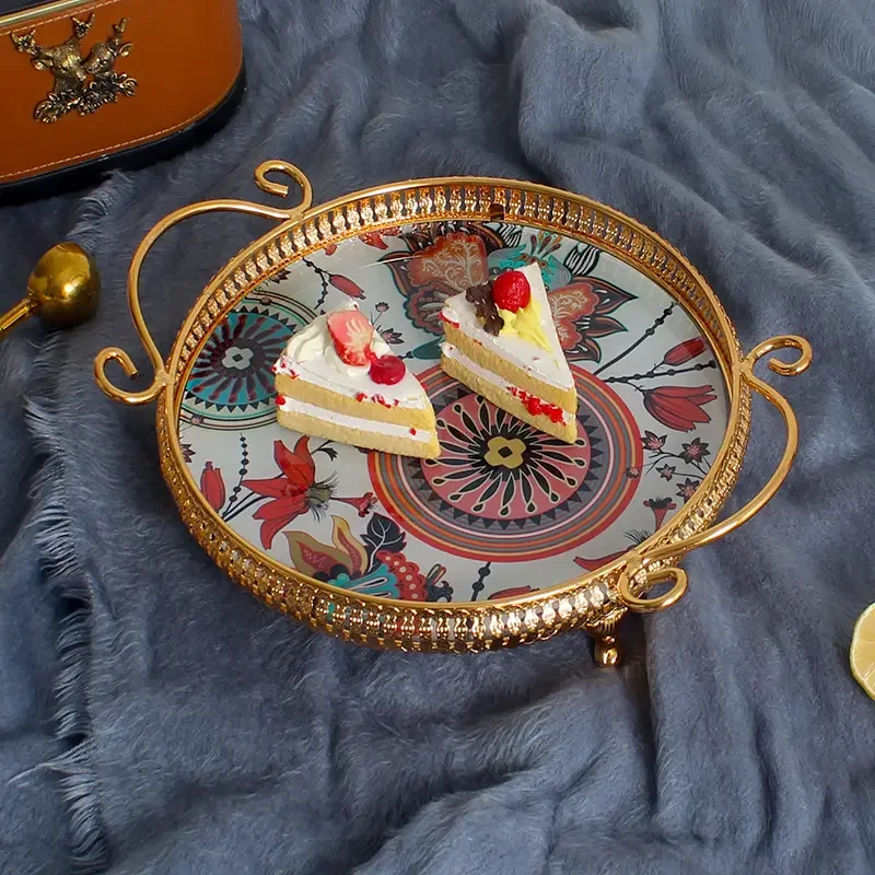2024 New Arrival Bohemia Gold Metal Frame Vanity Serving Tray For Display