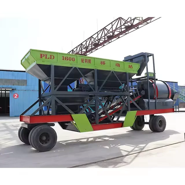 Mobile Batching Concrete Mixer Drum Type JS1000 Three Compartment Mobile Mixing Batching Station