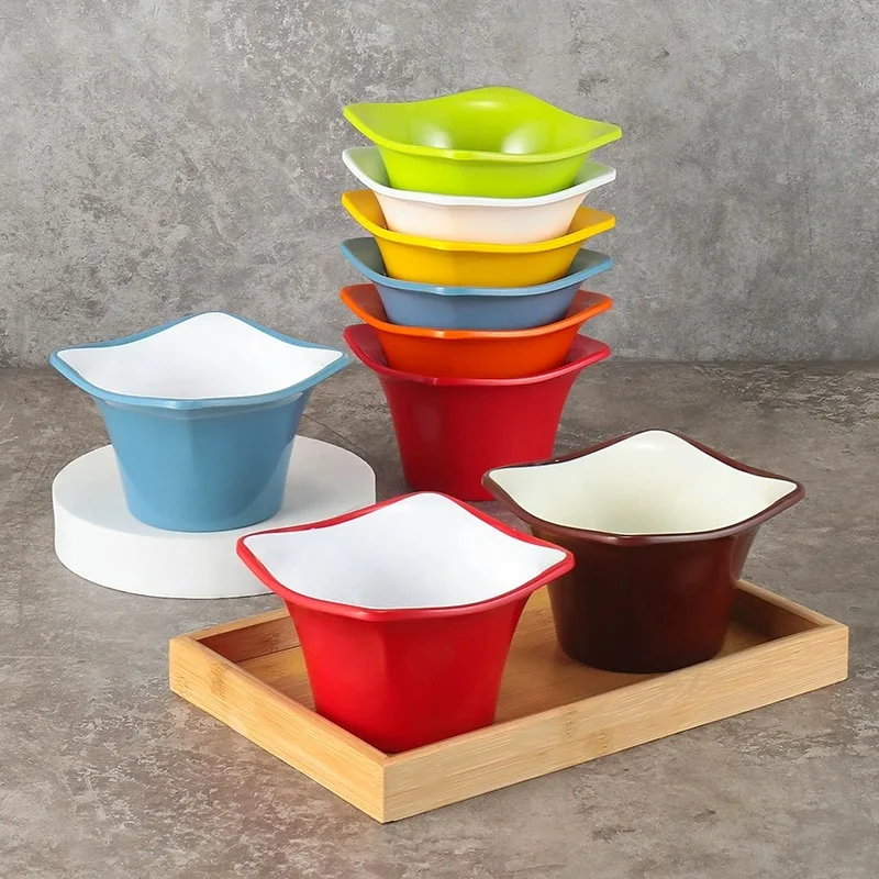 Wholesale Hot Pot Tableware Customized Unbreakable Colored White Melamine Sauce Bowl Plastic Dessert Cup