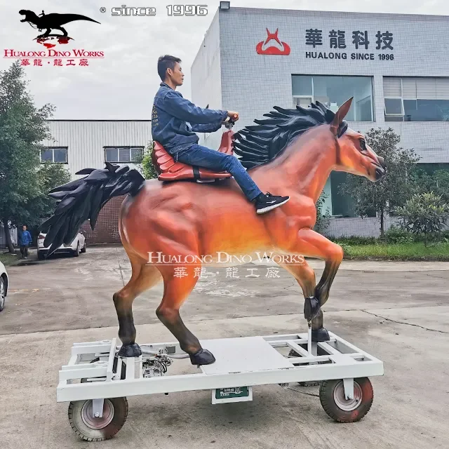 Amusement park funny life size animatronic animal ride electric horses ride