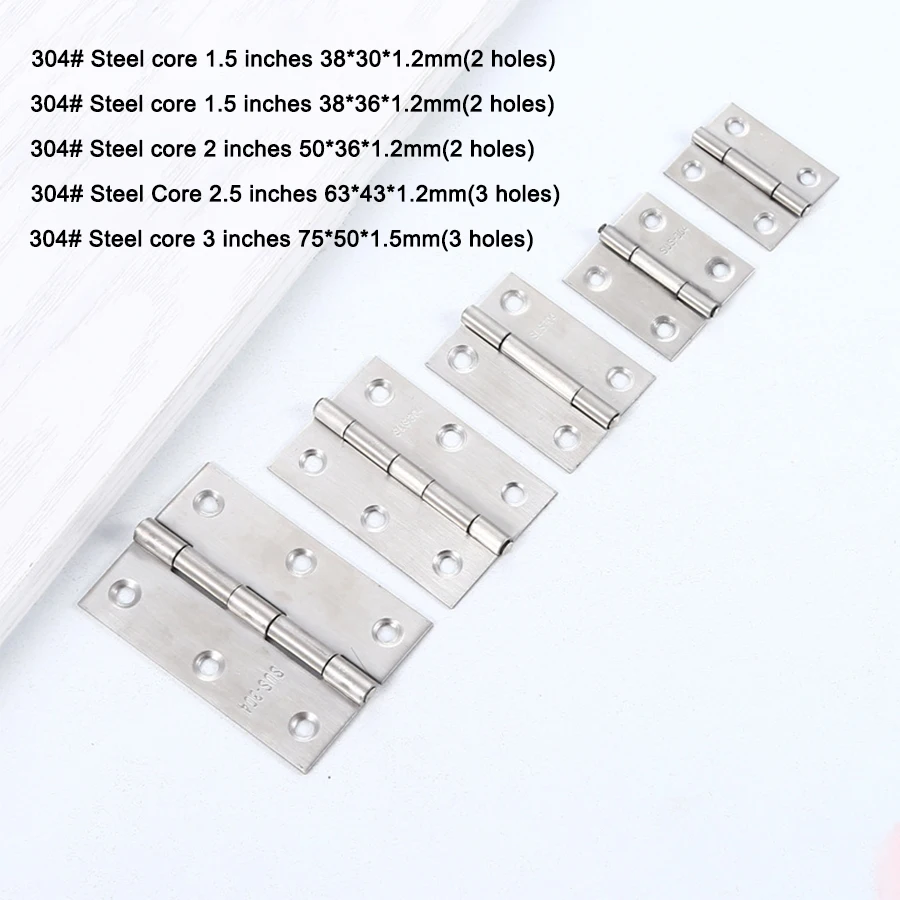 Small Series Door Hinge 1 1.5 2 2.5 3 3.5 4 Inch Mini Flat 304 Stainless Steel Door Hinges for Boxes and Window