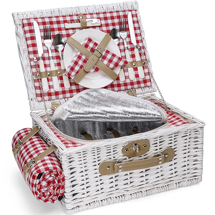 2022 Modern style Best sell Picknickmand Plastic With Lid Black Rattan Picnic Basket for storage
