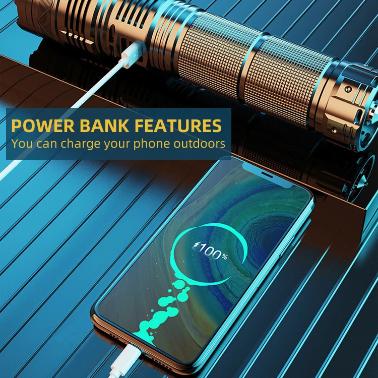 50W white laser bead high lumen tactical portable zoom flashlight outdoor camping highlight