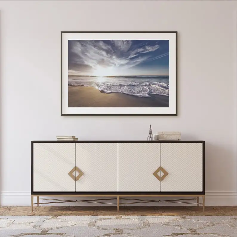 Beach Seascape Paintings Canvas Wall Art Ocean Painting Horizontal Wave Paintings for Home Decor